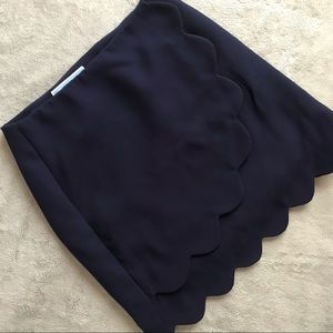 Draper James Scallop Faux Wrap Skirt Nassau Navy 0